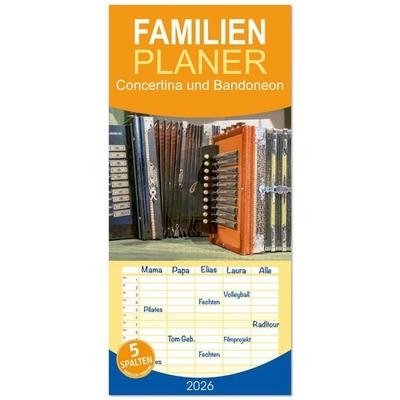 Familienplaner 2026 - Concertina und Bandoneon mit 5 Spalten (Wandkalender, 21 x 45 cm) CALVENDO