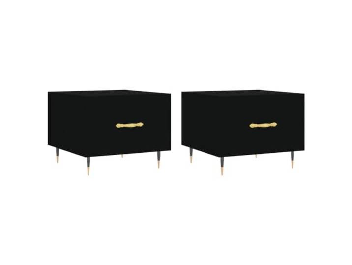 Favemtsl Couchtisch 2er Set Schwarz 50x50x40 cm Holzwerkstoff Eisenbeine Stilvoller Beistelltisch mit Schublade für Ihr Wohnzimmer, robusten Eisenbeinen und pflegeleichter Oberfläche im 2er Set.