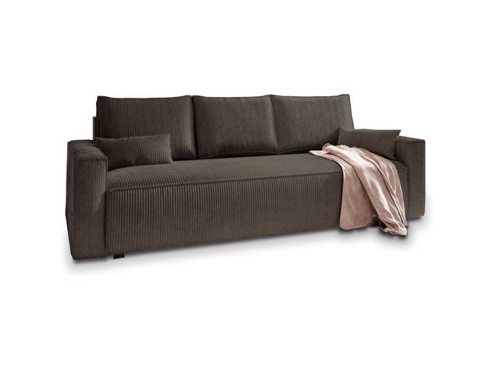 BETTSOFA MENI Braun Kordstoff mit Schlaffunktion