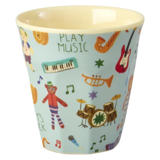 Rice - Melamine Kids Cup with Blue Music Band Print - Mint - Small (5708315281460)