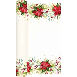 Home Fashion, TL Traditional Poinsettia white, Tischläufer, 490 cm x 40 cm, aufgerollt, 1 Stück pro Pack