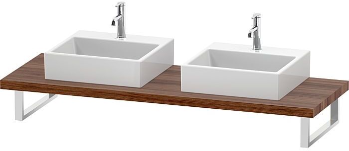 Duravit DuraStyle Konsole DS103C07979 für Aufsatzbecken, 2 Ausschnitte, Stärke 4.5 cm, Nussbaum natur