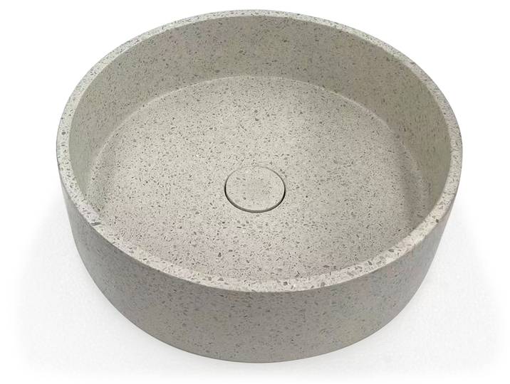 CALOS Aufsatzwaschbecken, Material Terrazzo, rund, weiss