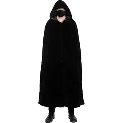 Maskworld Schwarze Stoffmaske mit schwarzem Umhang (One Size)