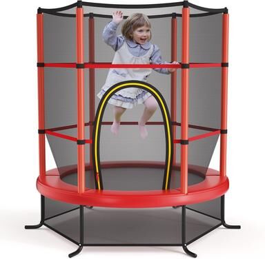 "55"" Toddler Trampoline Indoor for Kids W/Safety Enclosure Net"