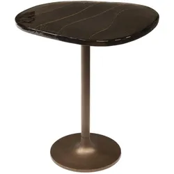 Beistelltisch Klidun Glas und Metall, modern, Antikkupfer, Größe M, gewellte Glasplatte