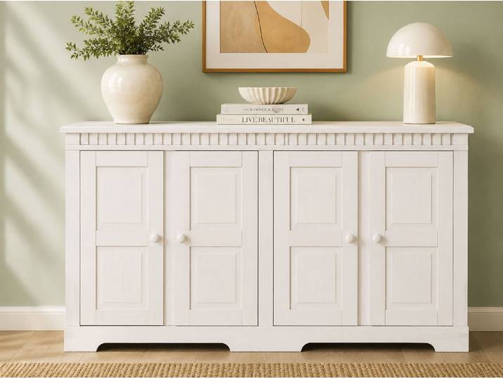 Sideboard GOODPRODUCT Lisa , weiss (weiß), B:158,5cm H:80cm T:35cm, Massivholz, Sideboards, Sideboard, Kommode aus massivem Kiefernholz, in 2 Breiten lieferbar