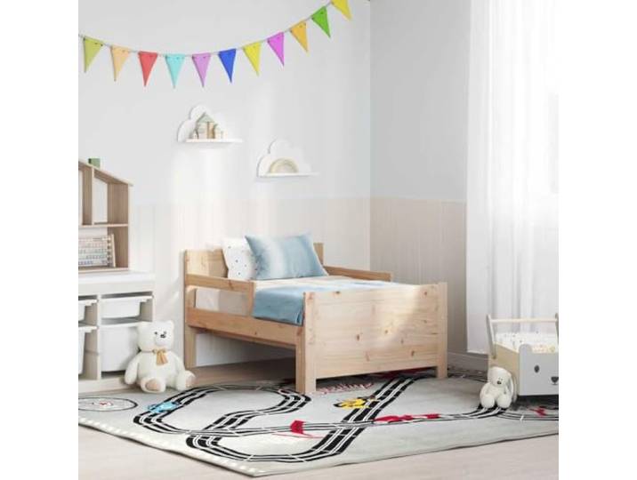 KTHLBRH Kinderbett 80 x 200 cm Massivholz Kiefer Braun Fester Lattenrost, modernes Design, einfache Reinigung, Verwendung im Innenbereich