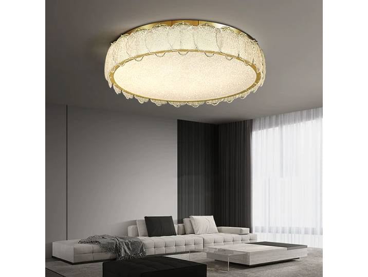 Nouveau Design moderne cristal coquille plafonnier Led Dimmable luxe salon maison rénové lustres de plafond or