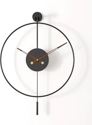 Daily Deals Depot Silent Modern Minimalist Wall Clock With Swing Pendulum, Metal Decorative Art Clock For Bedroom, Office, Living Room black