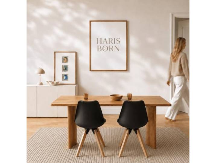 Haris Børn® Esszimmerstühle (2er Set) Schwarz mit Holzbeinen - Schalenstuhl mit Kunstleder - Stühle Esszimmer, Esstisch Stühle & Küchenstühle - Esszimmerstuhl 30 Tage risikofrei testen