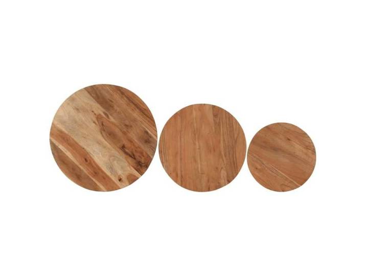 Bon marché * Tables basses gigognes 3 pcs - SWEETY - bois massif d'acacia et fer FR1417