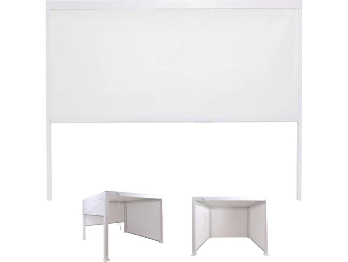 Seitenwand für Pergola HWC-P65, Pavillon Rollo Ersatzseitenwand, Sichtschutz Stoff/Textil sturmfest 3x3m weiß