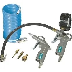 Aircraft Druckluftset 6-tlg. / Set mit Ausblaspistole Reifenfüllmessgerät