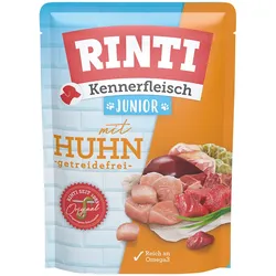 Rinti Kennerfleisch Junior Pouchbeutel 400g Hundenassfutter 10 x 400 Gramm Huhn