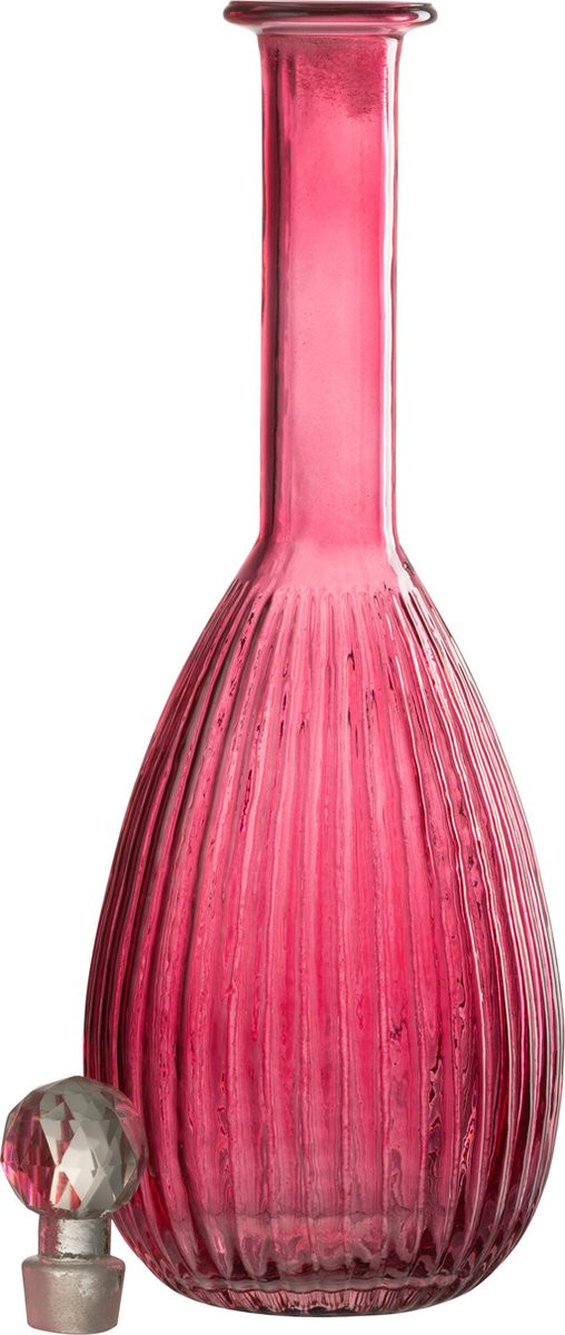 J-Line karaf Strepen - glas - rood