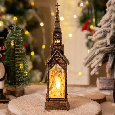 Christmas LED Lantern Table Ornament, Merry Christmas Church Lamp, Home Xmas Decoration church Elk