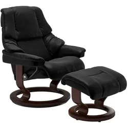 Stressless Sessel mit Hocker Reno Classic Leder Schwarz Batick Black L (Large)