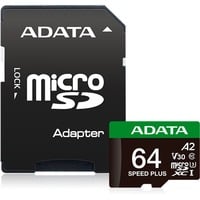 SPEED PLUS microSDXC 64 GB, Speicherkarte UHS-I U3, Class 10, V30, A2