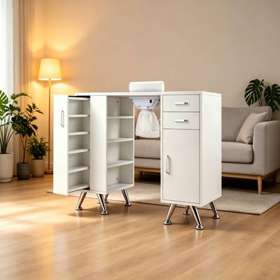 Justmaellc Nail Desk for Nail Tech Acetone-Resistant Manicure Table with Storage Cabinet