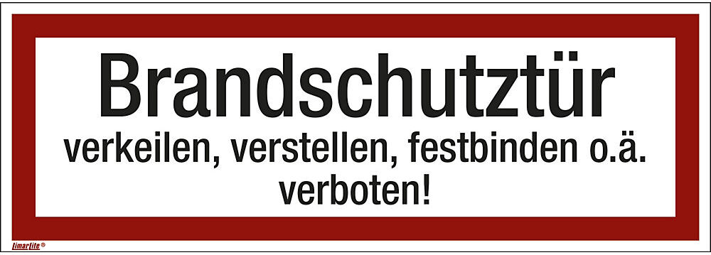 kaiserkraft Brandschutzkennzeichen für die Feuerwehr, Brandschutztür verkeilen, verstellen, festbinden o. ä. verboten!, VE 10 Stk, Folie, langnachleuchtend, LxH