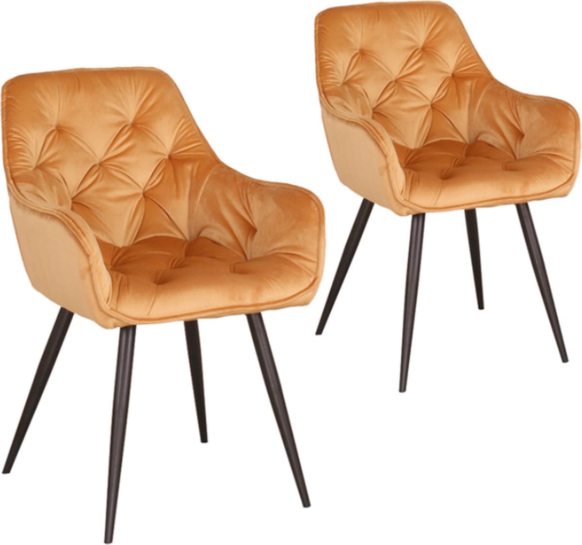 Set van 2 Happyment Eetkamerstoelen Fluweel - Oranje