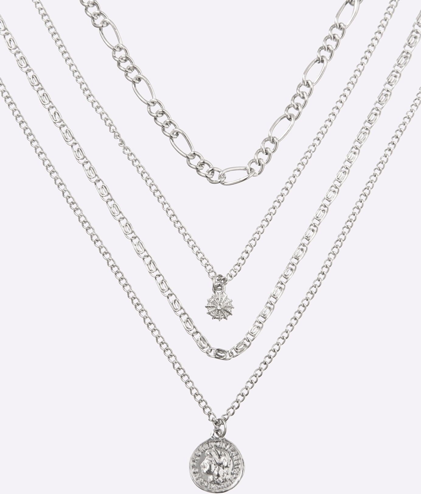 Collier HEINE, Damen, Gr. Metall, silber (silberfarben), Halsketten Collier silberfarben Metall