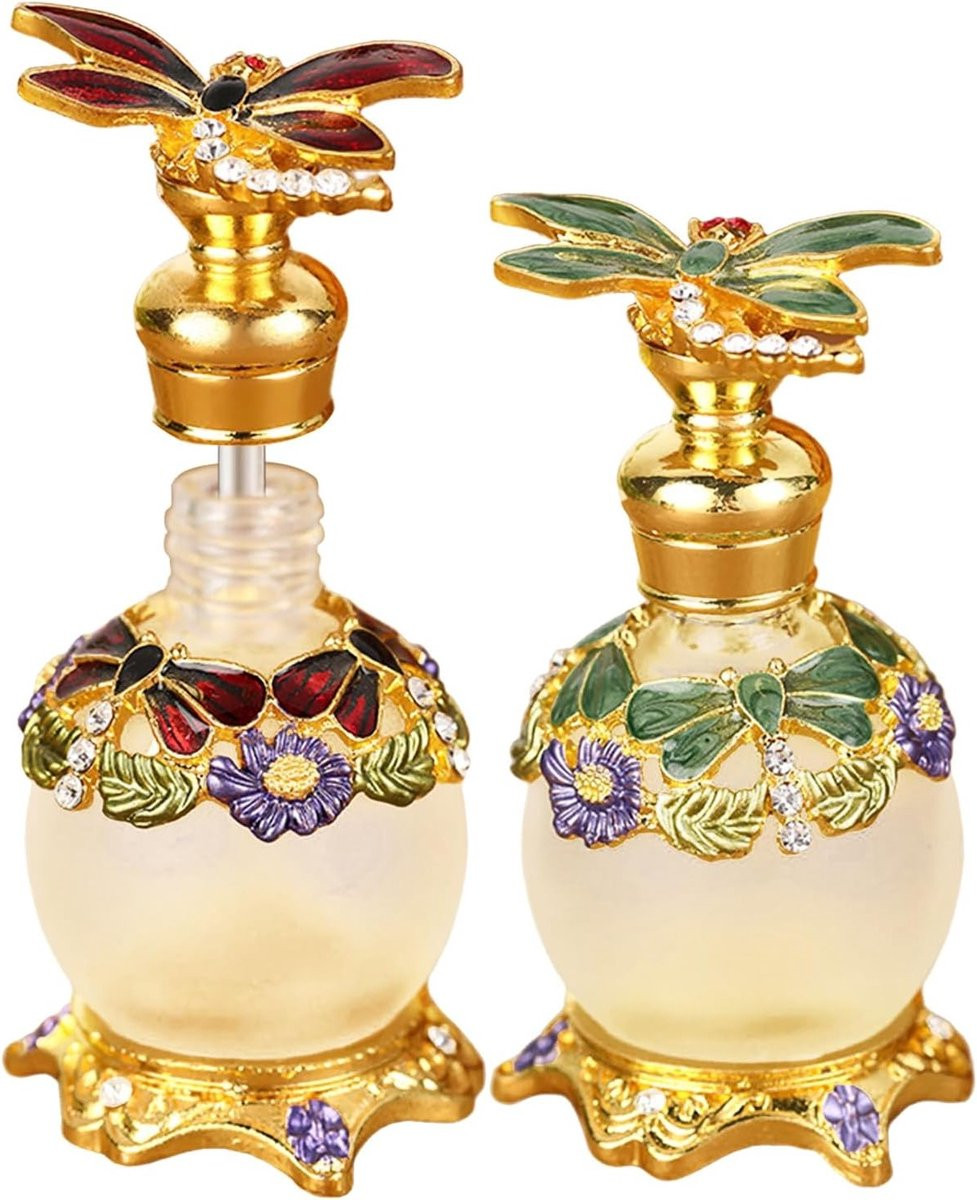 Set van 2 luxe lege parfumflessen van kristalglas, 15 ml per stuk