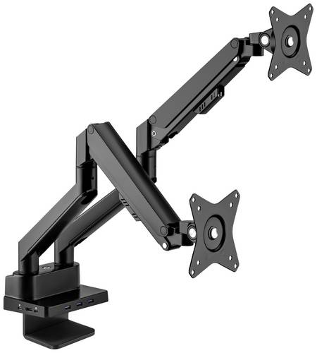 Manhattan 461887 Monitor-Tischhalterung 2 Display(s) 43,2cm (17") - 81,3cm (32") Schwarz Neigbar, Schwenkbar