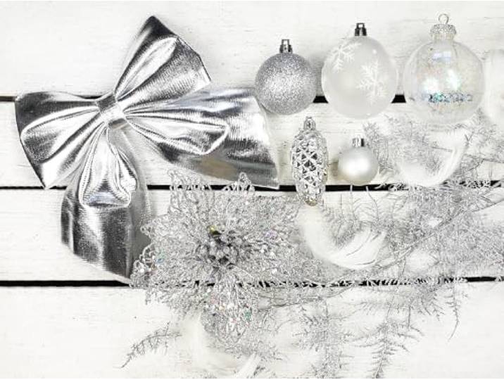 LAALU Weihnachtsbaumschmuck-Set WINTERKÖNIG 132-teilig für Weihnachtsbäume 240–270 cm inkl. Aufbewahrungsbox