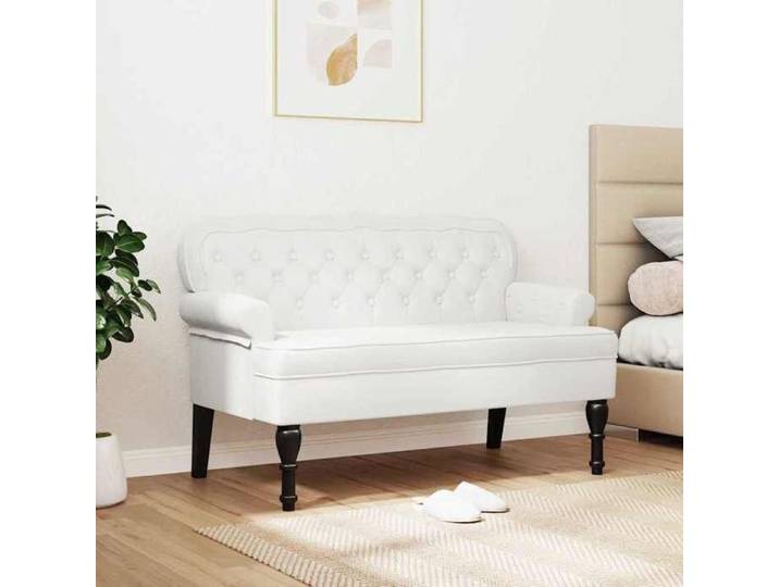 (SOLDES DEC)Banc/Banquette - Chaise de salon Chesterfield Blanc 119.5x64.5x75 cm Cuir synthétique 01_6522705