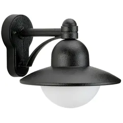 Albert Außenwandleuchte Landhausstil Hutform Rund Typ Nr. 1850, IP44, E27 QA55 max. 57W, Alu-Guss / Opalglas, Schwarz matt ALB-661850
