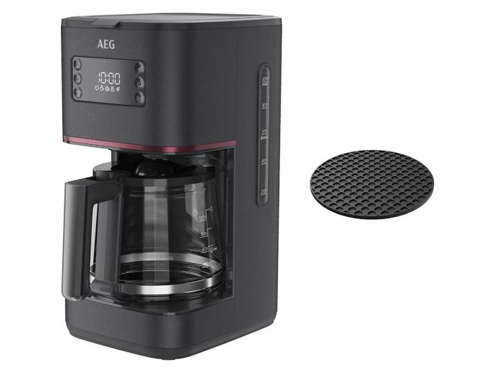AEG Filterkaffeemaschine Design Collection, Schwarz, Kunststoff, 1,25 L,1250 ml, 26.6x34.1x17.1 cm, Betriebskontrollleuchte, automatische Endabschaltung, Timerfunktion, Küchengeräte, Kaffeemaschinen & Zubehör