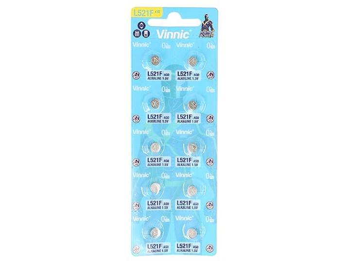 VINNIC PILA BOTON ALCALINA AG0 L521F LR63 BLISTER*10