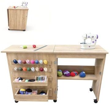 Garvee MDF Folding Sewing Table Craft Station with Wheels 3 Colors