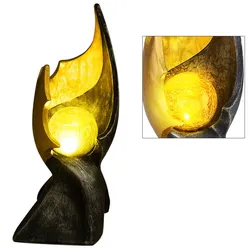 LED Flamme Solar  Garten Dekoration Solarlampe mit Flammeneffekt Solarlampen für Außen, gold braune Skulptur mit bezauberndem Lichteffekt, 1x LED warmweiß, H 36 cm