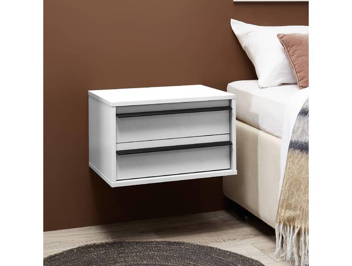 Table de chevet murale Zabats 31cm Blanc/Blanc
