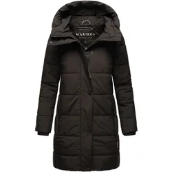 MARIKOO Damen Winterjacke Mantel lang warm gefüttert Steppjacke mit Kapuze taillierter Steppmantel Jacke Winter Karumikoo