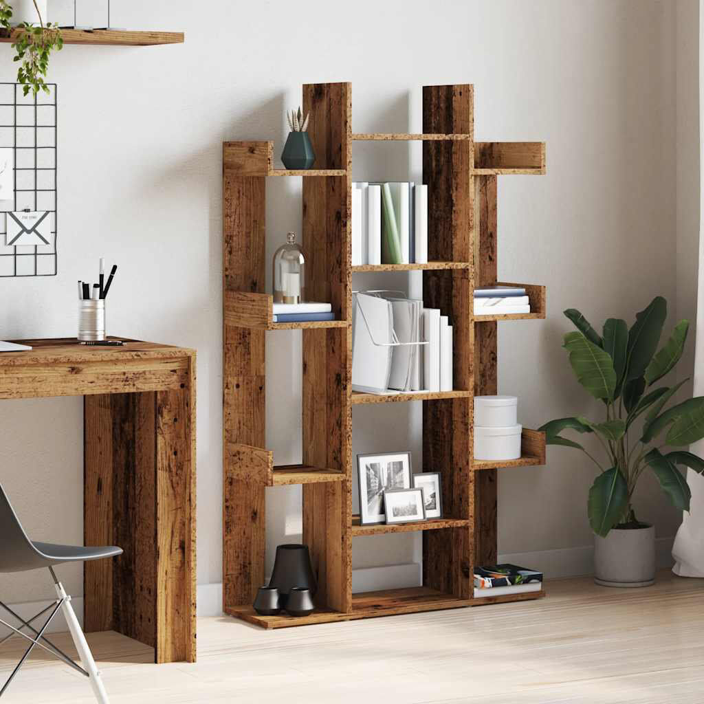 Ebern Designs Ayal 140cm H x 86cm W Library Bookcase Old Wood 140cm H X 86cm W X 25.5cm D