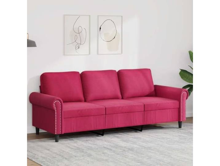 HEFZGDB 3-Sitzer-Sofa Weinrot 180 cm Samt Stoff Bezug Metallgestell Polsterung Wohnzimmer Möbel Komfort Sitzgruppe Entspannung Modernes Design Hingucker Robust Stabilität Bequem