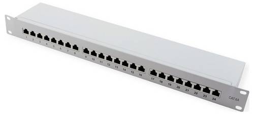 Value 26.99.0365 24 Port Netzwerk-Patchpanel 483mm (19") CAT 6a 1 HE Grau Bestückt