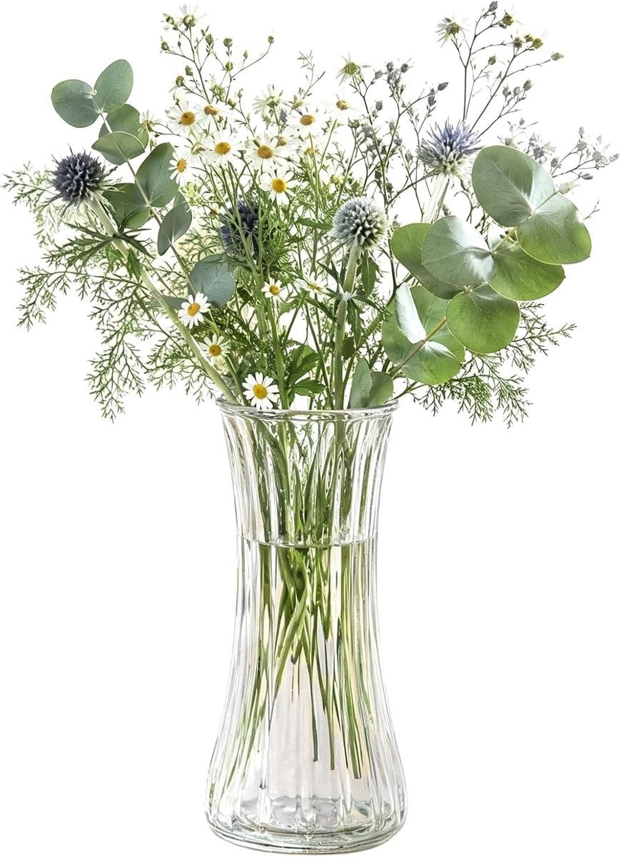 Elegante Transparante Glazen Bloemenvaas voor Bruiloften en Feesten, Hoogte: 20 cm