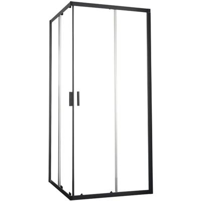Eckdusche WELLTIME "New Summer", schwarz, B:90cm H:190cm T:90cm, Duschkabinen, verbessertes Rollensystem, hochwertiger Aluminiumrahmen, 6mm ESG