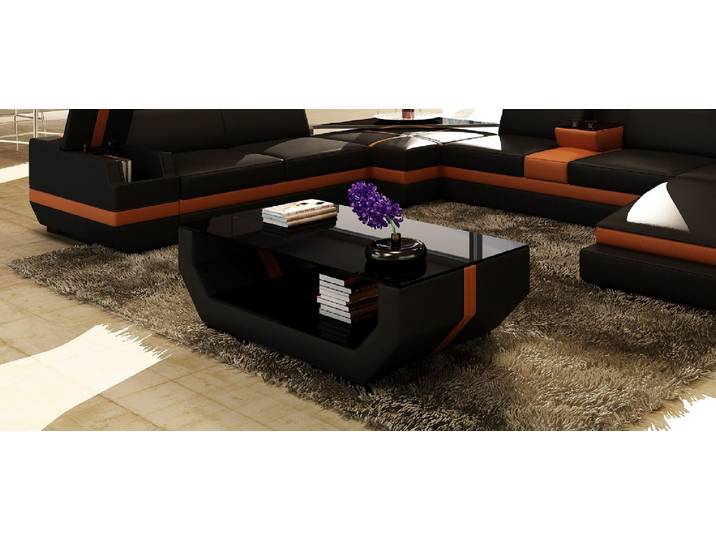 JVmoebel Couchtisch Leder Couchtisch Polser in Weiß oder Schwarz mit Holzrahmen (Packung), Made in Europa