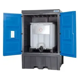 PolySafe Gefahrstoffdepot C, mit Türen, für 4 Fässer à 200 Liter oder 1 IBC à 1000 Liter