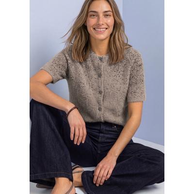 Cardigan STREET ONE, Damen, Gr. 36, sanded amber, Obermaterial: 72% Polyester, 28% Baumwolle, Strickjacken