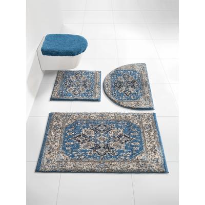 Badematte GRUND Gr. 3, blau (blau, gemustert), rechteckig (60cm x 100cm ), Badematten, Badematte