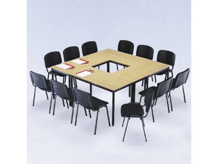 Pack 4 tables modulaires - DOMINOS - Rectangle 120 x 60 cm - Hêtre - pieds Noir + 12 chaises FIRST noires