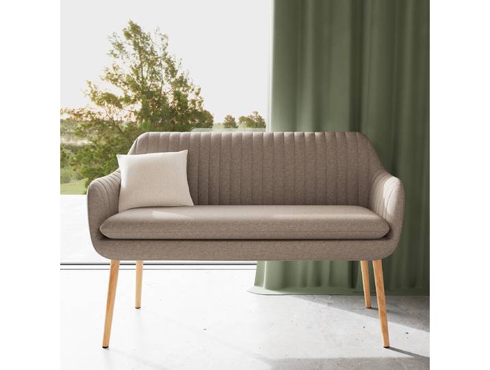 Küchensofa 130 x 85 x 62cm Grau Webstoff Genia: Graubraun