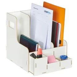 Relaxdays Stehsammler 3 Fächer & Utensilienbox Weiß